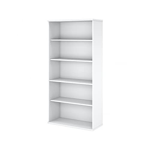 Bush Business Furniture Easy Office 5 Shelf Bookcase in Pure White