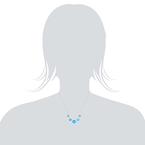 Honolulu Jewelry Company Sterling Silver Five Plumeria Flower Necklace with Simulated Blue Opal