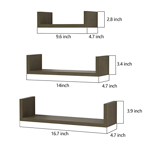 SRIWATANA Floating Shelves Wall Mounted, Solid Wood Wall Shelves Set of 3, Light Brown