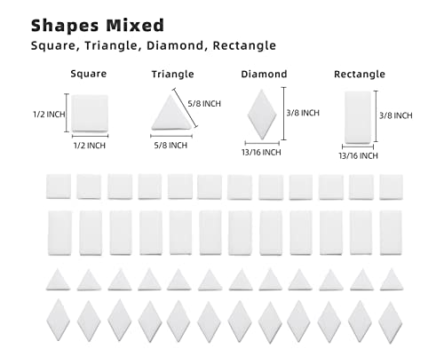 Lanyani Glass Mosaic Tiles for Art Crafts,4 Shapes Mixed Tiffany Stained Glass Pieces,200 Pieces (Regular White)