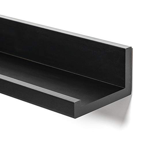 Americanflat 14 Inch Floating Shelves for Wall - Black Composite Wood Shelves for Bedroom, Living Room, Bathroom & Kitchen - Wall Mounted - Pack of 3