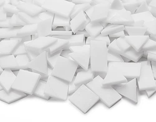 Lanyani Glass Mosaic Tiles for Art Crafts,4 Shapes Mixed Tiffany Stained Glass Pieces,200 Pieces (Regular White)