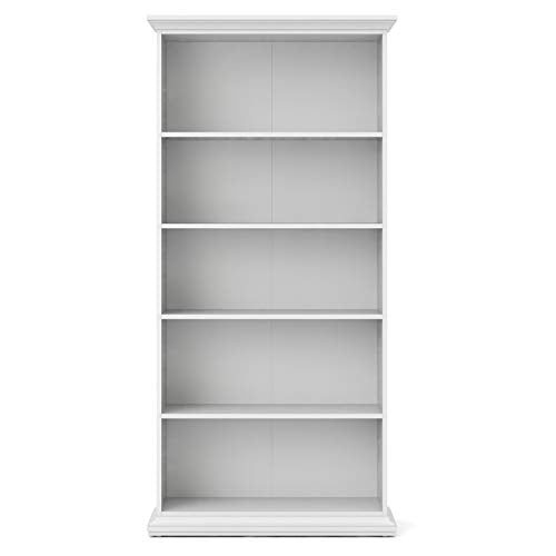 Home Square 5 Shelf Wood Bookcase Set in White (Set of 2)