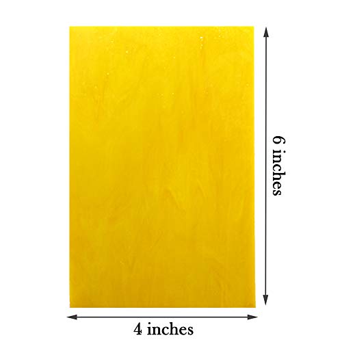 LITMIND 8 Sheets Yellow Stained Glass Mosaic Tiles for Crafts, 4 x 6 inch Cathedral Glass Art Glass Pack, Mixed Colors and Patterns (Shades of Yellow)