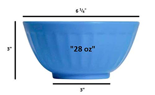 Klickpick Home 6 Inch Plastic Bowls Set of 8 - 28 ounce Large Plastic Cereal Bowls Microwave Dishwasher Safe Soup Bowls - BPA Free Bowls 4 Bright Colors (2 of Each Color)