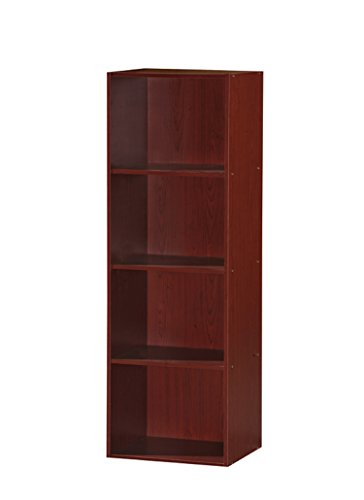 Hodedah Import 4 Shelf Bookcase, Mahogany
