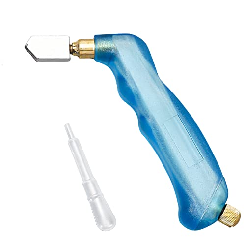 Glass Cutter Pistol Grip (3mm-15mm), Ergonomic Grip Tungsten Carbide Glass Cutting Tool with Oil Reservoir, Perfect for Glass Cutting/Tiles/Mirror/Mosaic/Window