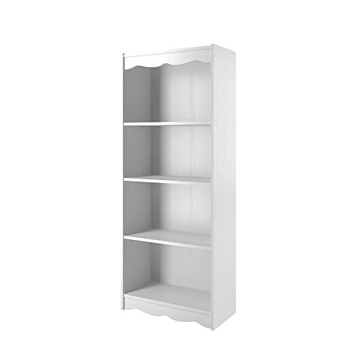 Home Square 4 Shelf Bookcase Set in Frost White (Set of 2)