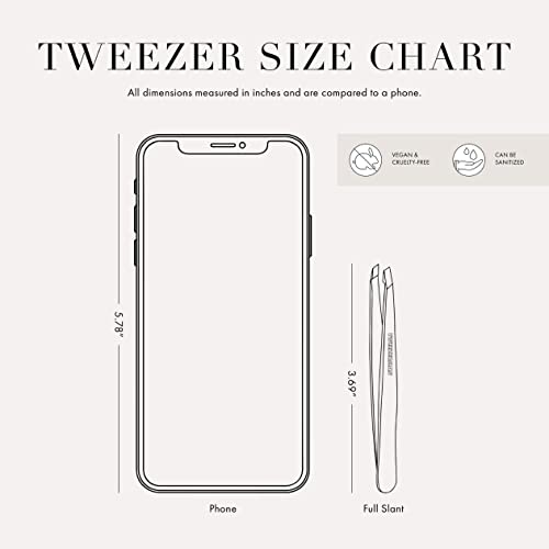 Tweezerman Stainless Steel Slant Tweezer - Eyebrow Tweezers for Women and Men (Blue Stone)