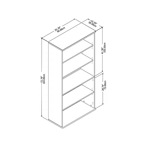 Bush Business Furniture Easy Office 5 Shelf Bookcase in Pure White