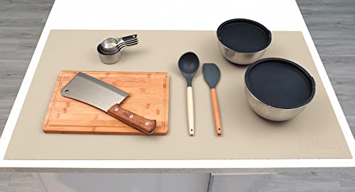 gasare, Giant, Double Thick, Silicone Countertop Mat Protector, Kitchen Counter Mats, Heat Resistant, Non-Slip, Washable, Cuttable, 40 x 23.5 Inches, 2mm Thick, 1 Unit, Taupe