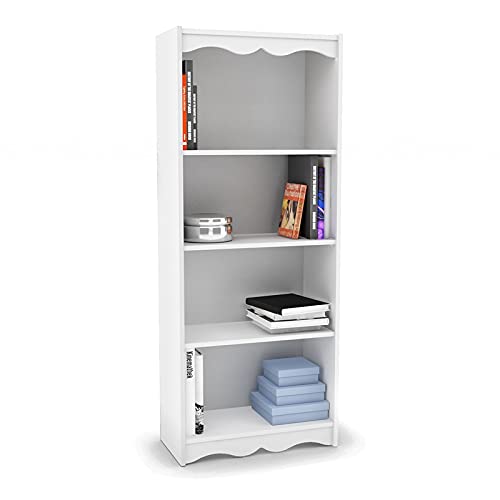 Home Square 4 Shelf Bookcase Set in Frost White (Set of 2)