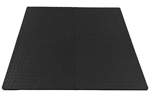 ProSource fs-1908-pzzl Puzzle Exercise Mat EVA Foam Interlocking Tiles (Black, 24 Square Feet)