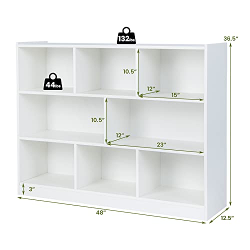 Giantex 8 Cube Bookcase, Freestanding 3-Tier Open Bookshelf, Modern Storage Display Cabinet, Wood Cube Stoarge Organizer for Living Room, Kid’s Room, White