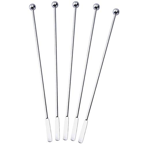5 pcs Stainless Steel Coffee Beverage Stir Sticks Cocktail Stirrers Drink Swizzle Stick 7.4" Swizzle Stick Picks Tools
