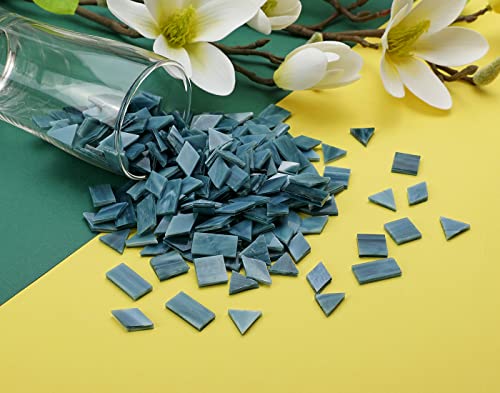 Lanyani Glass Mosaic Tiles for Art Crafts,4 Shapes Mixed Colorful Glass Tiles Tiffany Stained Glass Pieces,200 Pieces,Square/Rectangle/Diamond/Triangle,Grey