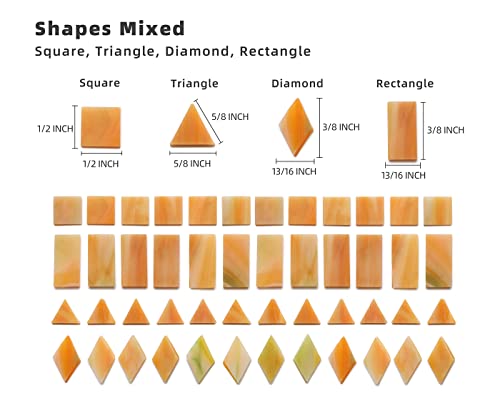 Lanyani Glass Mosaic Tiles for Art Crafts,4 Shapes Mixed Tiffany Stained Glass Pieces,200 Pieces (Sand)