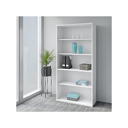 Bush Business Furniture Easy Office 5 Shelf Bookcase in Pure White