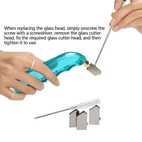 YOTINO Glass Cutting Tool Kit Includes Blue Grip Oil Feed Glass Cutter with 2 pliers, 3 Extra Replacement Head, Tungsten Scribe Engraving Pen, Screwdriver and Oil Dropper