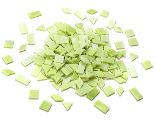Multi-Color Options, Lanyani 200 Pieces Glass Mosaic Tiles for Crafts,4 Shapes Mixed Colorful Glass Tiles Tiffany Stained Glass Pieces for Mosaic,Chartreuse Green
