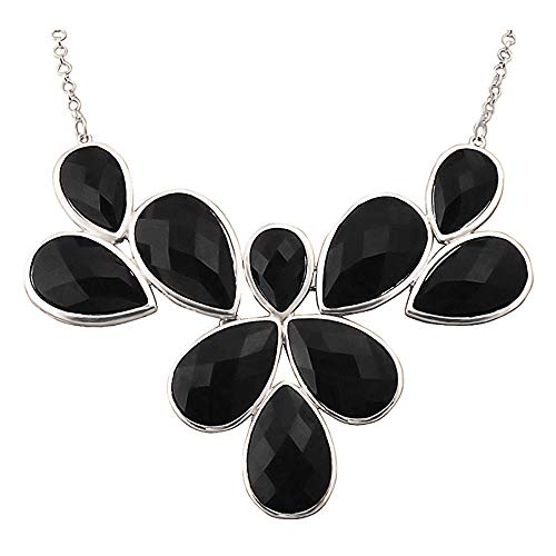 Jane Stone Fashion Gold Tone Bubble Collar Necklace Statement Chunky Jewelry for Women (Black)
