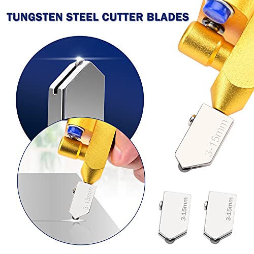 Canitu Manual Tile Cutter,2 in 1 Glass Tile Cutter Hand Tool with 3-15 mm Tungsten Steel Blades Breaking Pliers Hand Glass Cutter Kit for Home DIY Cutting Glass, Mirror, Ceramic Tile, Glazed Tiles