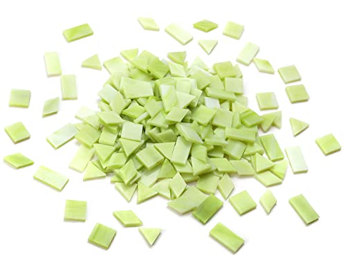 Multi-Color Options, Lanyani 200 Pieces Glass Mosaic Tiles for Crafts,4 Shapes Mixed Colorful Glass Tiles Tiffany Stained Glass Pieces for Mosaic,Chartreuse Green