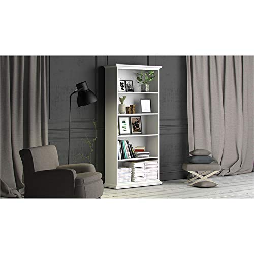 Home Square 5 Shelf Wood Bookcase Set in White (Set of 2)