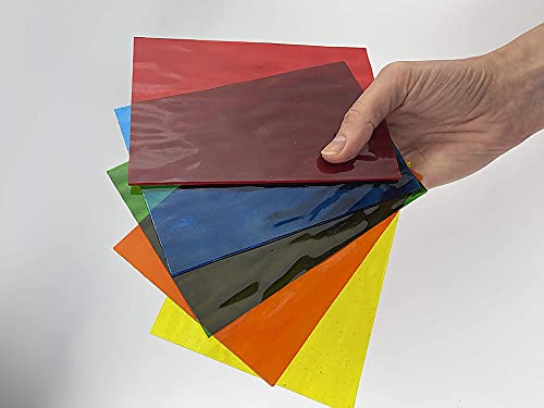 Unicoshape 12 Sheets Stained Glass Sheets Pack, 6" X 4" Cathedral Glass, Art Glass, Mosaic Glass Tiles for Crafts, (Mixed Texture)