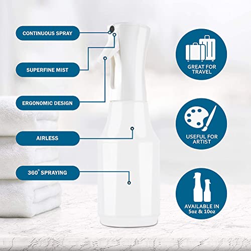 Beautify Beauties Hair Spray Bottle – Ultra Fine Continuous Water Mister for Hairstyling, Cleaning, Plants, Misting & Skin Care (24 Ounce White)