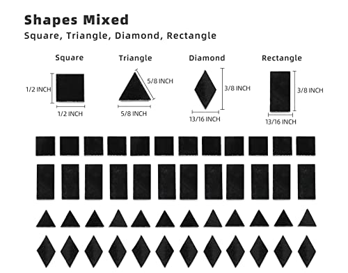 Lanyani Glass Mosaic Tiles for Art Crafts,4 Shapes Mixed Tiffany Stained Glass Pieces,200 Pieces (Regular Black)