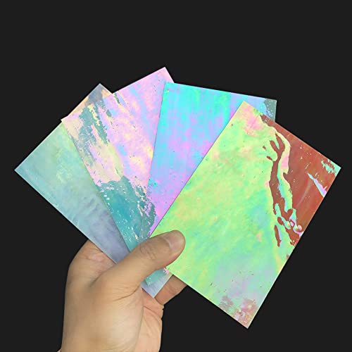LITMIND 12 Sheets Iridescent Glass Stained Glass Sheets, 4x6 inch Glass Mosaic Tiles for Crafts, Cathedral Art Glass Pack, Assorted Colors (Iridized Opaque & Translucent Textures) - Iridescent Mixed