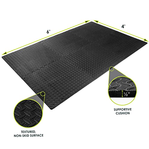 ProSource fs-1908-pzzl Puzzle Exercise Mat EVA Foam Interlocking Tiles (Black, 24 Square Feet)