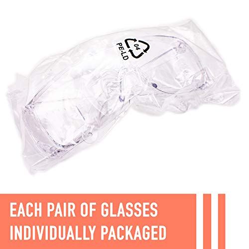 3 Pack Safety Glasses Over Eyeglasses (Anti-Fog & Scratch Resistant) Crystal Clear Eye Protection - OTG Safety Goggles