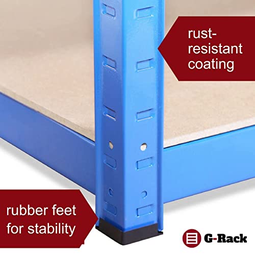 Garage Shelving Units - 71" H x 35" L x 24" W - Heavy Duty Racking - Shelves for Storage -1 Bay - Blue - 5 Tier - 2000LB Capacity (400LB Per Shelf) - Workshop, Shed, Office - 5 Year Warranty