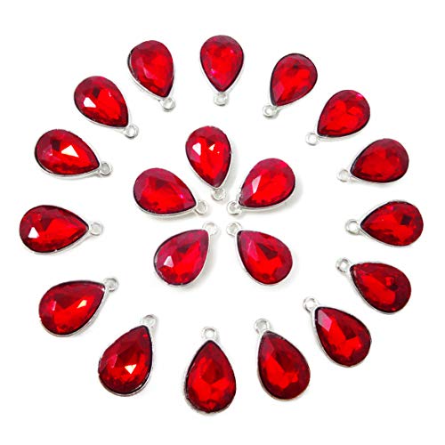Honbay 20PCS 10x14mm Red Crystal Waterdrops Teardrops Charms Pendant for Necklaces, Bracelets, Earrings Making or Other DIY Crafts (Red)