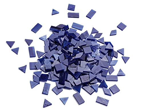 Lanyani Glass Mosaic Tiles for Art Crafts,4 Shapes Mixed Tiffany Stained Glass Pieces,200 Pieces (Blue-1)