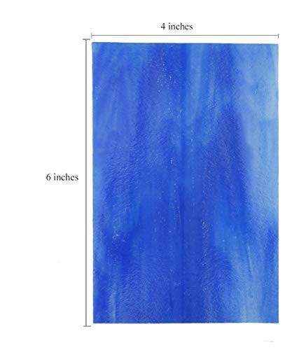 Lanyani(10 Sheets)Blue Variety Stained Glass Sheets 4 x 6 inch Opal Art Glass Pack Tiffany Glass, Mixed Textures
