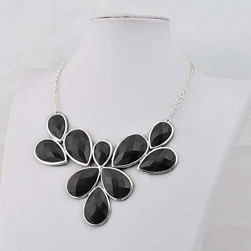 Jane Stone Fashion Gold Tone Bubble Collar Necklace Statement Chunky Jewelry for Women (Black)