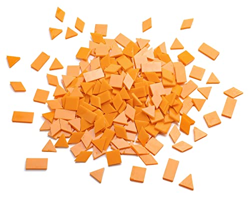 Lanyani Glass Mosaic Tiles for Art Crafts,4 Shapes Mixed Tiffany Stained Glass Pieces,200 Pieces (Orange-1)