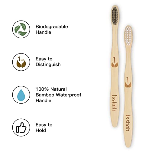 Biodegradable Eco-Friendly Natural Bamboo Charcoal Toothbrushes - 12 Count