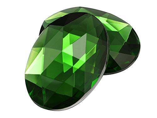 KraftGenius Allstarco 40x30mm Large Flat Back Oval Acrylic Rhinestones Cosplay Costume Gems Plastic Jewels Embelishments DIY Crafts Gemstones - 4 Pieces (Green Peridot H120)