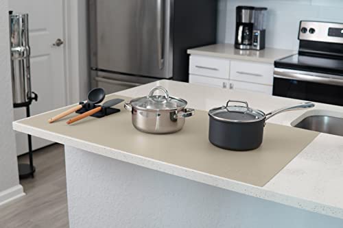 gasare, Giant, Double Thick, Silicone Countertop Mat Protector, Kitchen Counter Mats, Heat Resistant, Non-Slip, Washable, Cuttable, 40 x 23.5 Inches, 2mm Thick, 1 Unit, Taupe