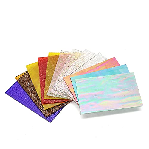Lanyani 12 Sheets Iridescent Stained Glass Sheets, Cathedral Art Glass Packs for Mosaic Work Craft, Assorted Clear+Opaque+Colored Transparent