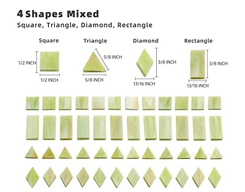 Lanyani Glass Mosaic Tiles for Art Crafts,4 Shapes Mixed Tiffany Stained Glass Pieces,200 Pieces (Green-2)