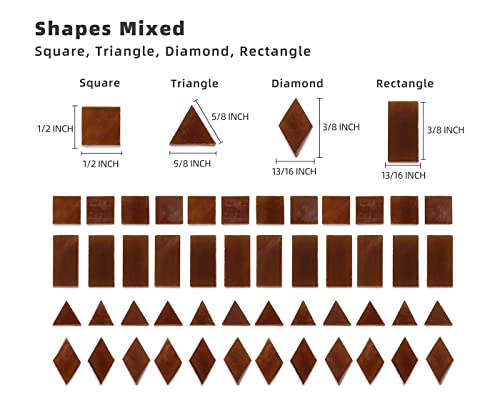 Lanyani Glass Mosaic Tiles for Art Crafts,4 Shapes Mixed Tiffany Stained Glass Pieces,200 Pieces (Honey)