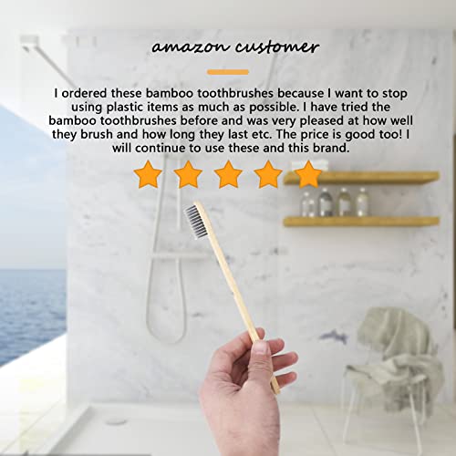 Biodegradable Eco-Friendly Natural Bamboo Charcoal Toothbrushes - 12 Count