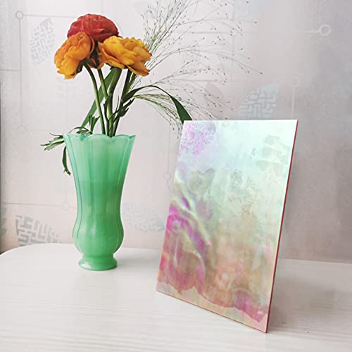 LITMIND 8 Pack Stained Glass Sheets Variety Pack, 4 x 6 inch Iridescent Glass Sheets for Beginners, Mosaic Tiles for Crafts, Art Glass Pack (Opaque/Iridescent)