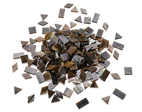 Lanyani Glass Mosaic Tiles for Art Crafts,4 Shapes Mixed Tiffany Stained Glass Pieces,200 Pieces (Coffee)