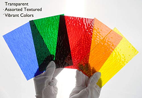 Lanyani (10 Sheets) Variety Textured Stained Glass Sheets Pack, 4 x 6 inch Large Cathedral Glass Mosaic Tiles for Crafts, Mixed Opaque&Transparent